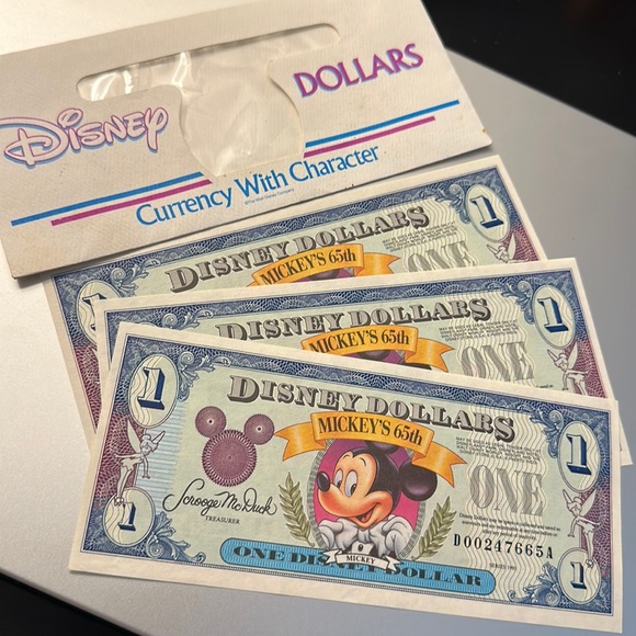 Disney Art Disney Dollars Mickeys 65th 3 Of Them In Grouping Rare